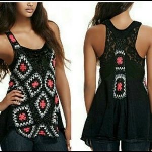 Free People Boho Razor Back w/ Threads Of Gold Spun and Sequins Size S/ P